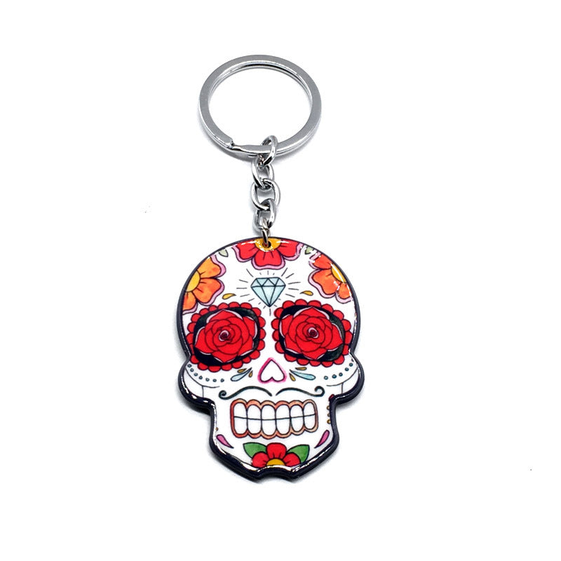 Wholesale Acrylic Halloween Mexican Skull Keychain